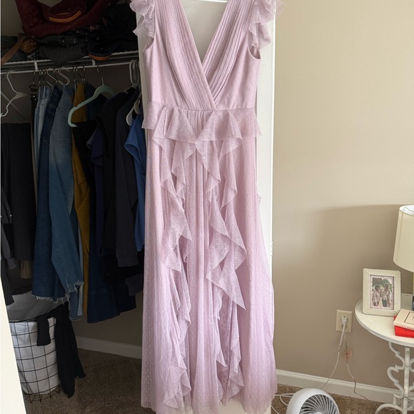 BCBGMaxAzria Pink Pleated Maxi Dress V-Neck Sleeveless - Picture 1 of 2